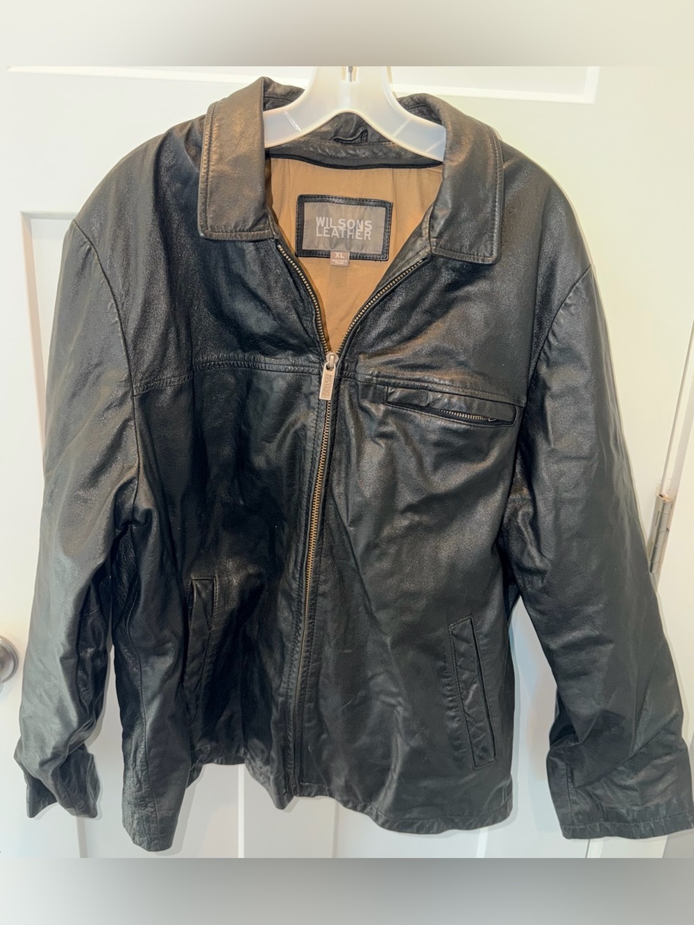 Wilsons Leather Black Genuine Leather Zip Jacket Men’s XL